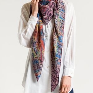 ETRO ~ Paisley Lilac Leopard Print  Scarf FW'18